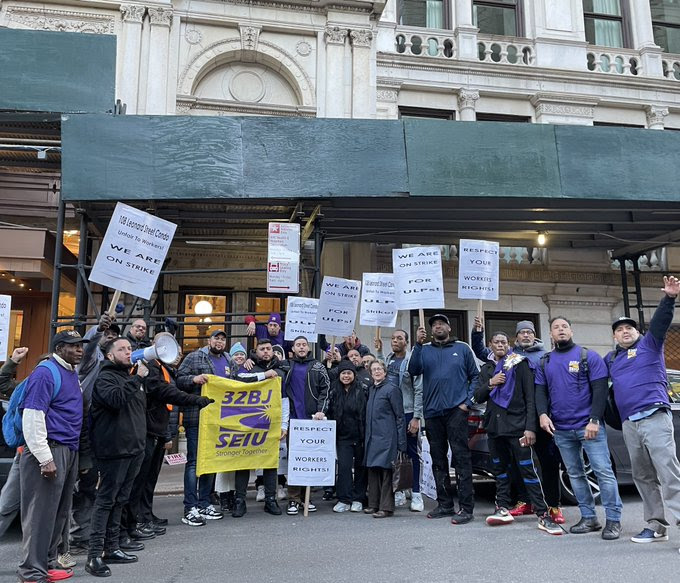 32BJ Members on Strike at 108 Leonard in Manhattan New York City