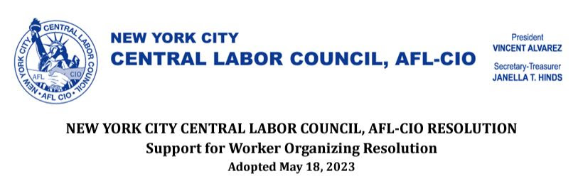 NYC CLC Resolution In Support Of Worker Organizing | New York City