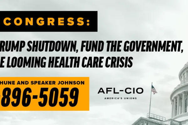 CALL: Stop the Shutdown and the Cuts to Working Families 
