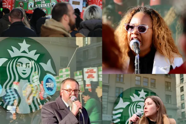 Striking Starbucks Baristas Rally Outside Empire State Building