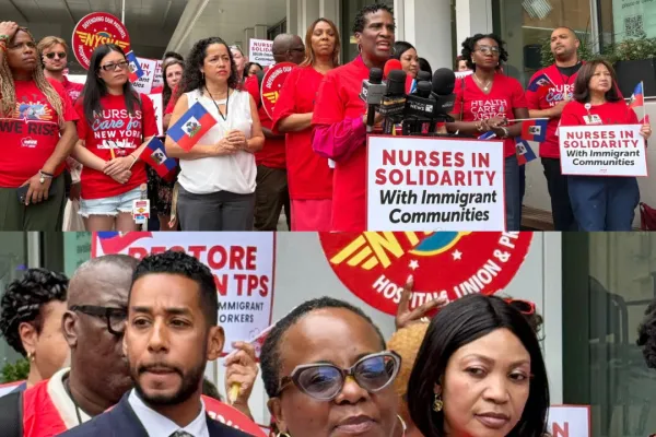 NYSNA Holds Maimonides Vigil to Protest Healthcare Shortages Caused by End of TPS for Haitian Immigrants