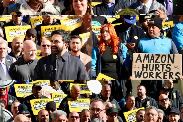Amazon Teamsters Rally with IBT President O’Brien, Mayor Mamdani, and Labor and Community Allies at City Hall for Delivery Protection Act
