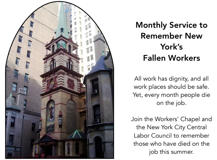 Workers’ Mass: Monthly Service to Remember Fallen Workers