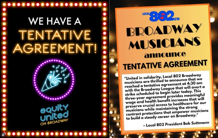 Broadway Actors and Musicians Reach Tentative Agreements, Averting Major Strike