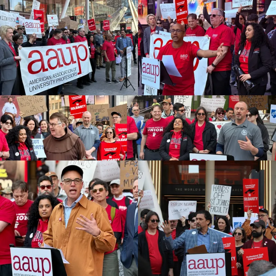 Hands Off St. John’s! Faculty Unions Rally Outside Madison Square Garden