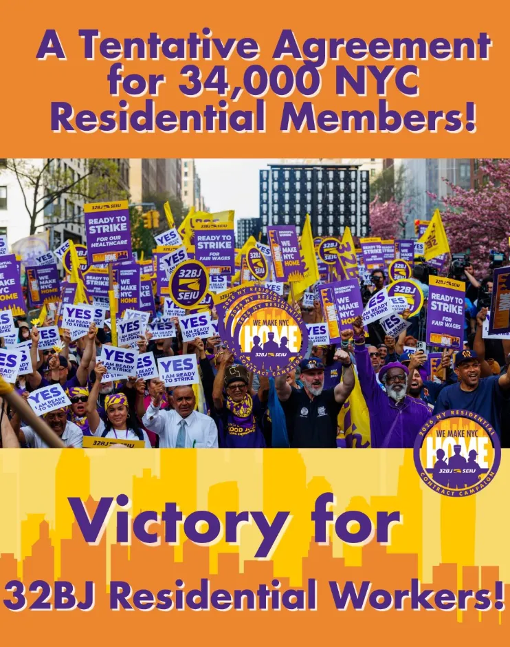 32BJ SEIU Residential Building Service Workers Win Demands, Strike Averted