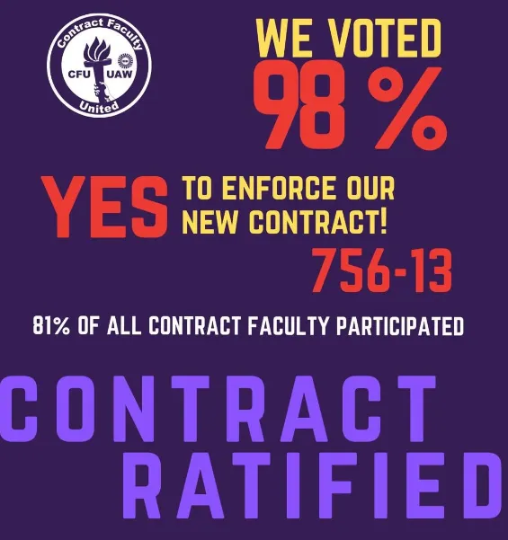 CFU-UAW Contract with NYU Ratified Overwhelmingly 