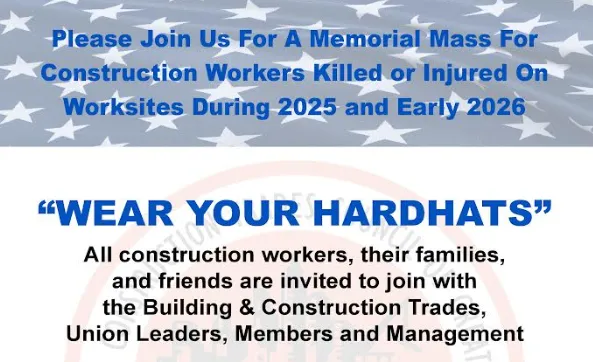 Memorial Hardhat Mass for Construction Workers Killed or Injured on Worksites