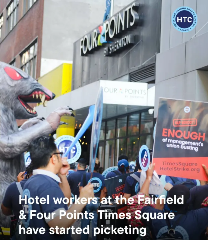 Hotel Workers Begin Picketing at Two Times Square Hotels
