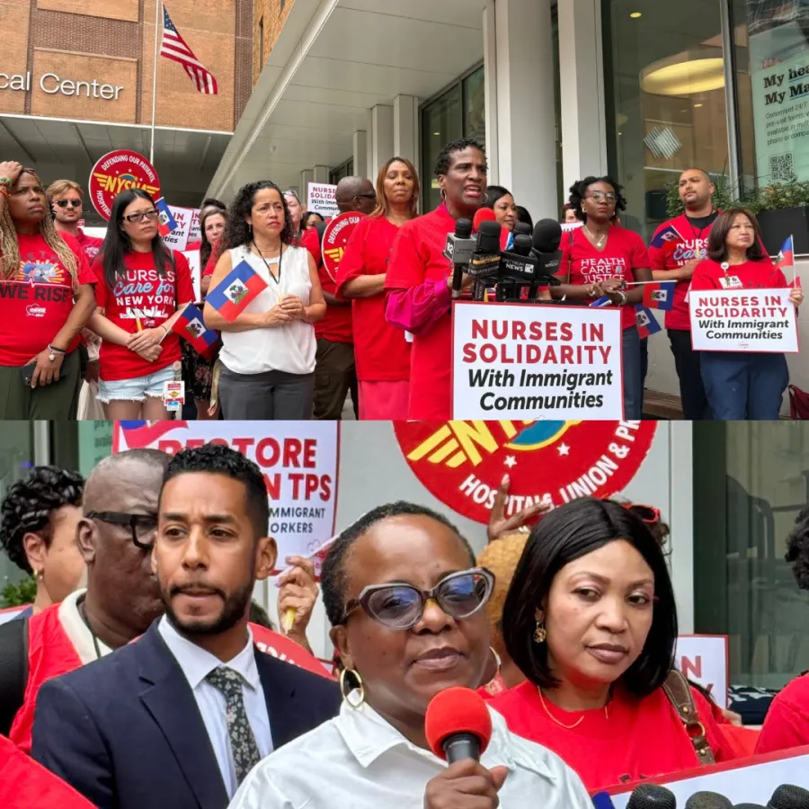 NYSNA Holds Maimonides Vigil to Protest Healthcare Shortages Caused by End of TPS for Haitian Immigrants