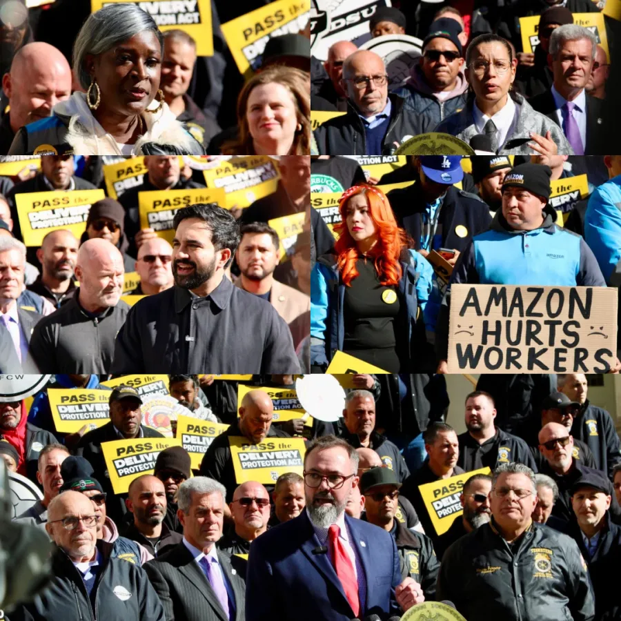 Amazon Teamsters Rally with IBT President O’Brien, Mayor Mamdani, and Labor and Community Allies at City Hall for Delivery Protection Act
